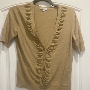New York and company beige short sleeve cardigan